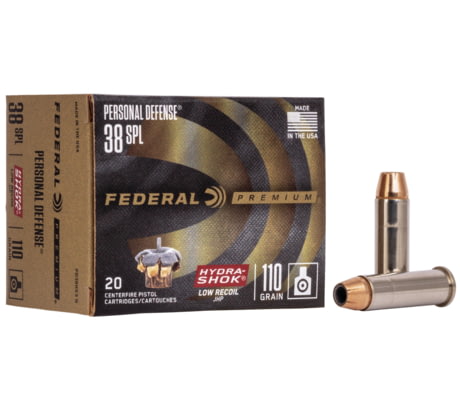 Federal Premium Personal Defense Hydra-Shok Low Recoil 38 Special 110 Grain  Jacketed Hollow Point Centerfire Pistol Ammunition PD38HS3 H ON SALE!