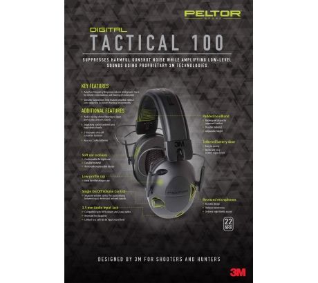 Peltor Tactical 100 Electronic Hearing Protection Ear Muffs TAC100